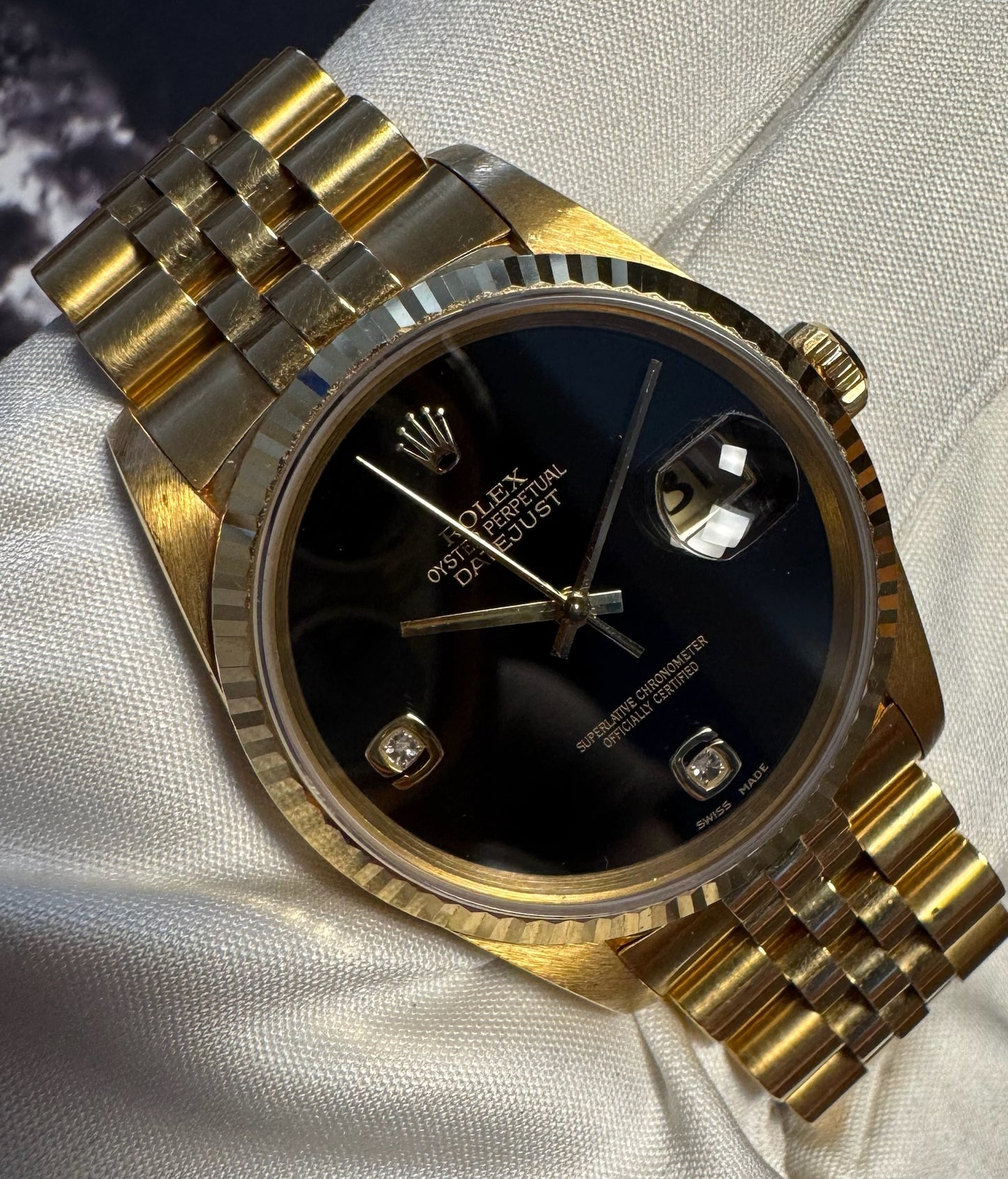 Rolex Datejust 36 Full Yellow Gold Jubilee Factory Onyx Dial 1995 (Unpolished)