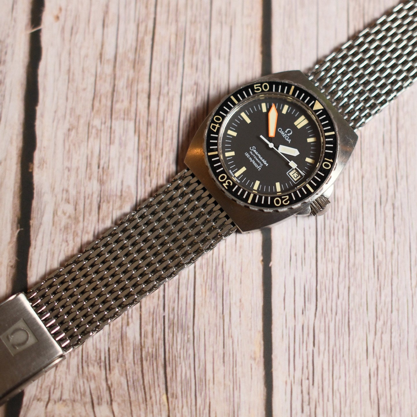 Omega Seamaster Baby Ploprof Full Steel Mesh Bracelet Yellow Patina (Unpolished/Serviced)