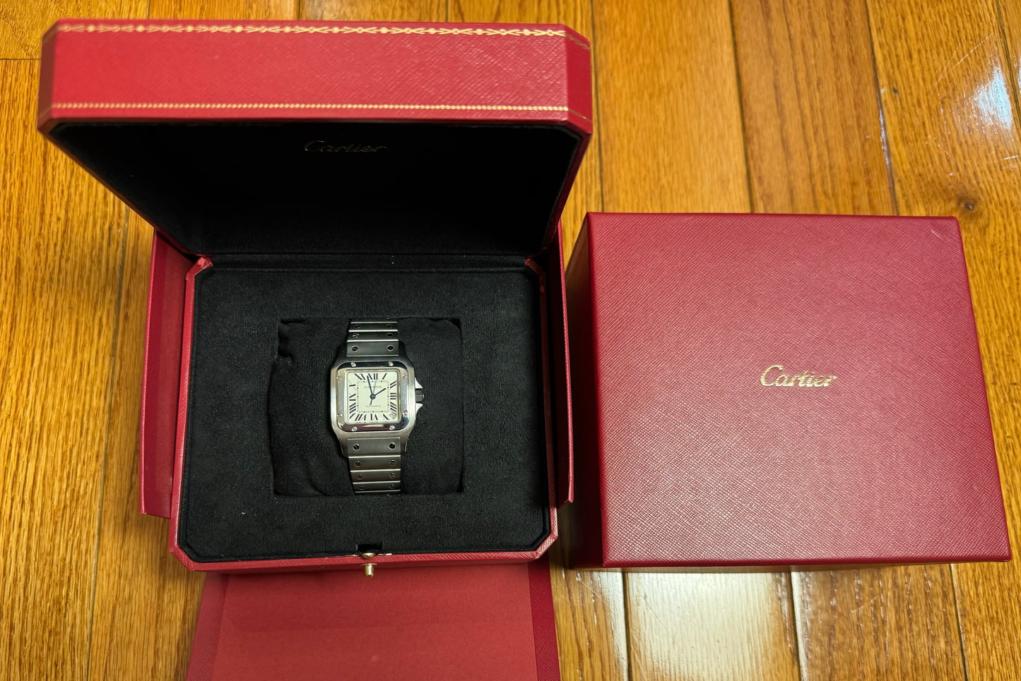 Cartier Santos Automatic with Silver Roman Dial (Box)