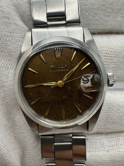 Rolex Oysterdate Precision Full Steel Riveted Tropical Brown Dial 1964 Big Logo Coronet Sword Hands (Serviced)