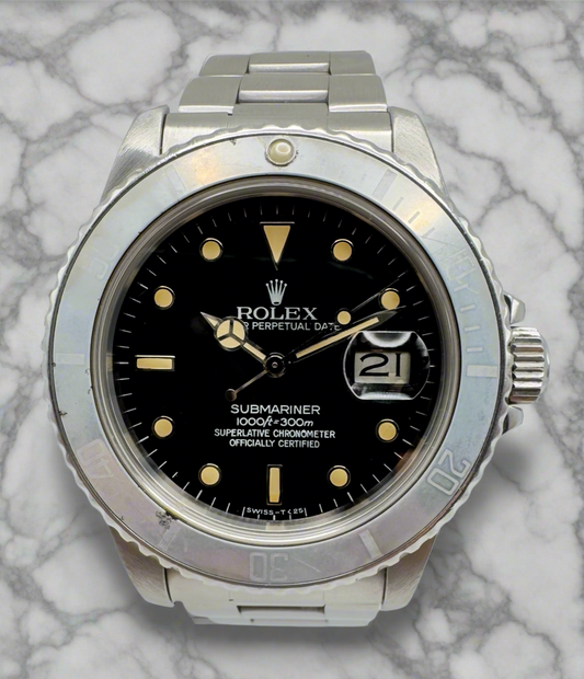 Rolex Submariner 16800 Semi Gloss Dial Cream Patina Faded Bezel 1985