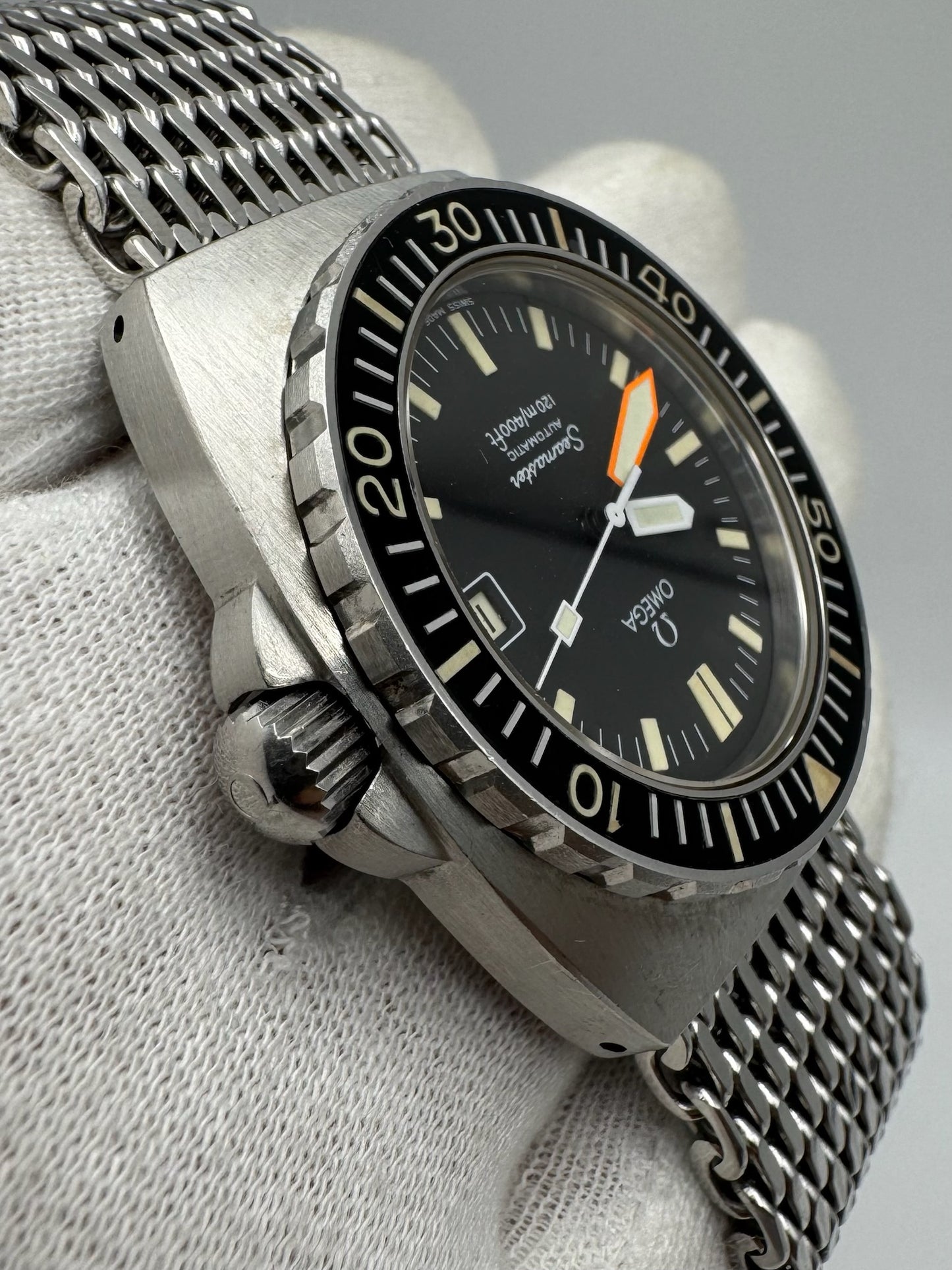 Omega Seamaster Baby Ploprof Full Steel Mesh Bracelet Yellow Patina (Unpolished/Serviced)