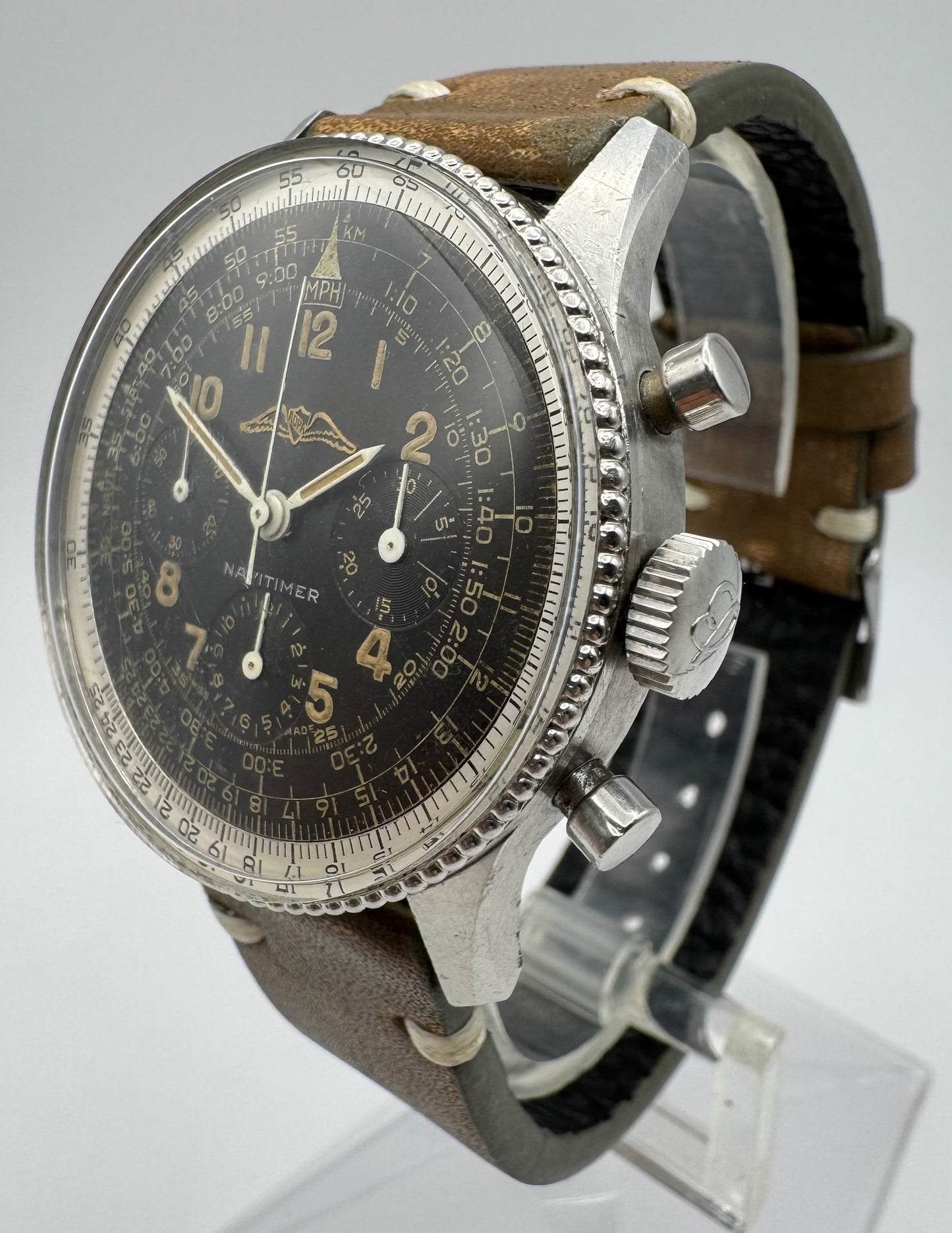 Breitling Navitimer 806 AOPA Steel Tropical Brown Dial Yellow Patina Bead Bezel (Unpolished/Serviced)