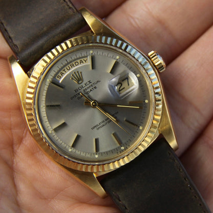 Rolex Day-Date 36 18K Yellow Gold Head Very Rare Dark Grey Dial 1973 (Serviced)