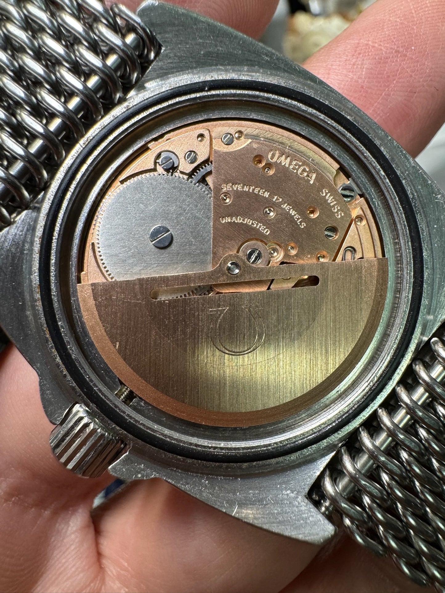 Omega Seamaster Baby Ploprof Full Steel Mesh Bracelet Yellow Patina (Unpolished/Serviced)