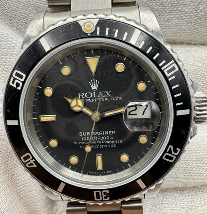 Rolex Submariner Date 16800 Ghost/Grey Dial Yellow Patina 1986 (Unpolished/Serviced)