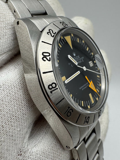 Rolex Explorer II 1655 Steve Mc Queen 1655 Full Steel Yellow Patina MK1 Straight Hand 1972 (Box/Mint/Serviced)
