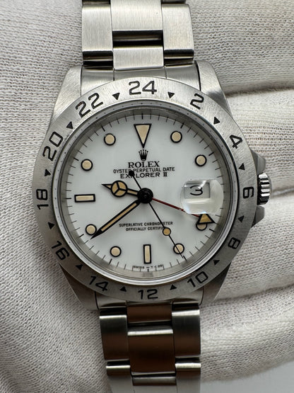 Rolex Explorer II Polar “Chicchi Di Mais” Full Steel 1990 Porcelain Dial Yellow Patina (Serviced)