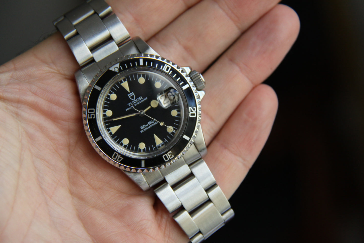 Tudor Submariner 76100 Full Steel Yellow Patina Lollipop Hands