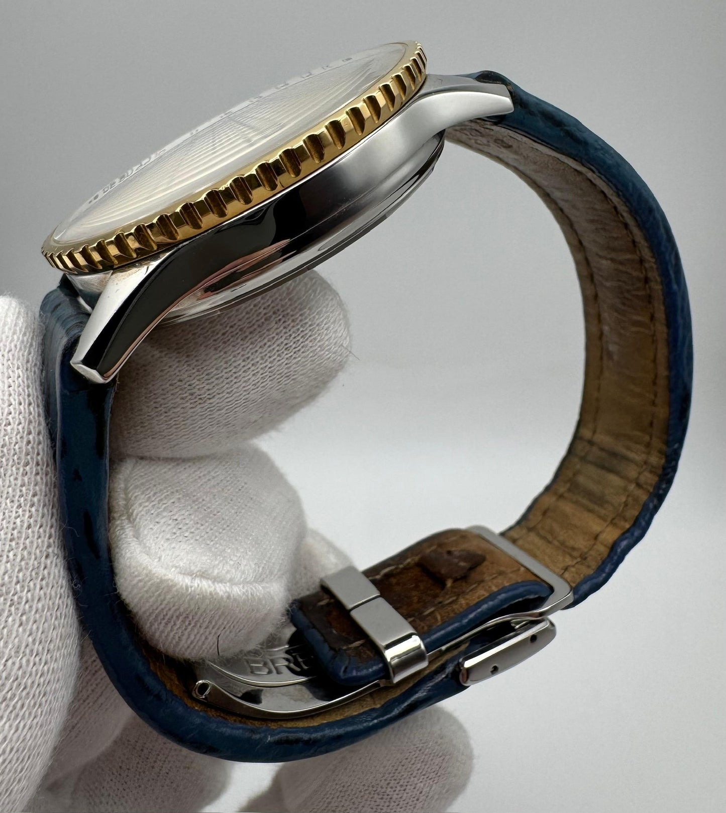 Breitling Navitimer Cosmonaute Two Tone Blue Tritium Dial Yellow Patina (Box/Mint)