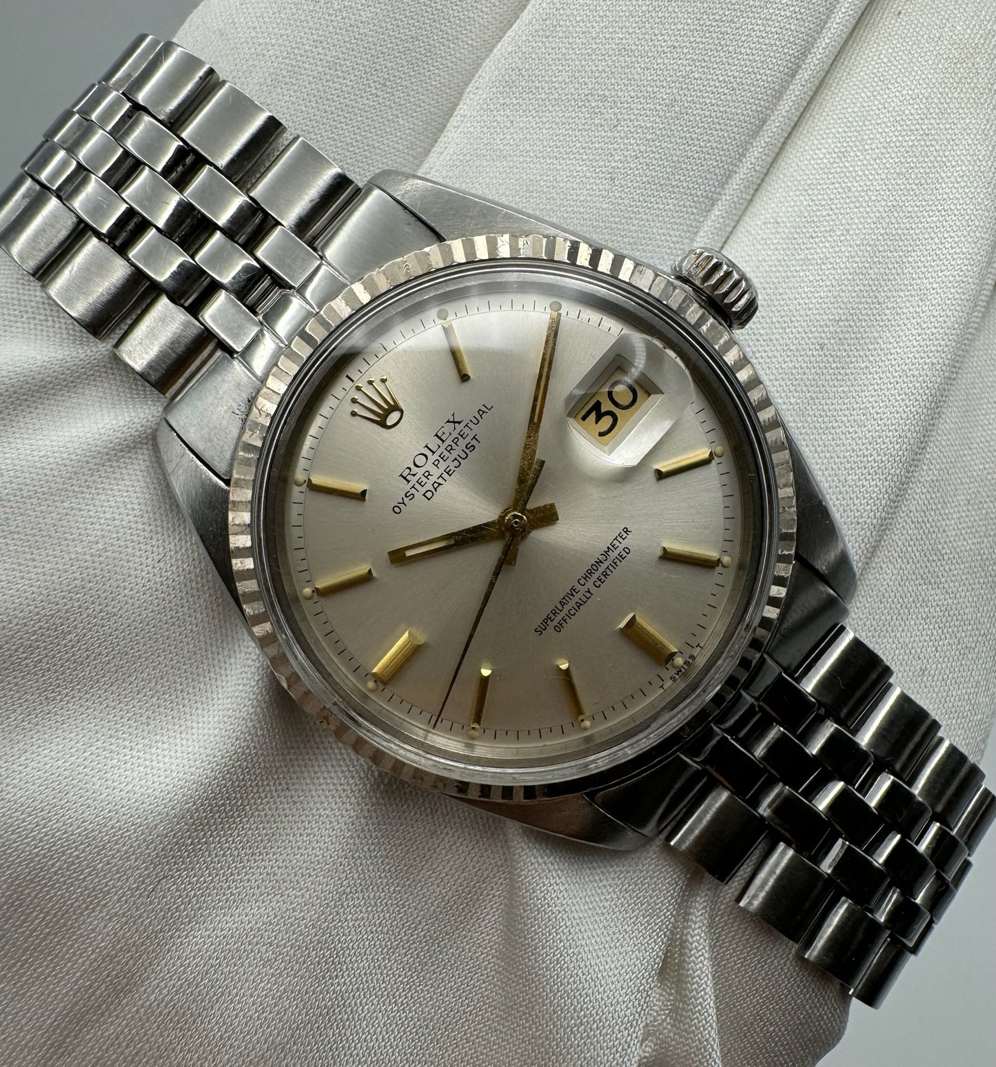 Rolex Datejust 36 Steel White Gold Bezel Silver Dial