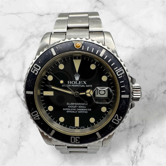 Rolex Submariner Date 16800 Full Steel Matte Dial Ghost Insert Original Owner 1982 (Full-Set/Unpolished/Serviced)