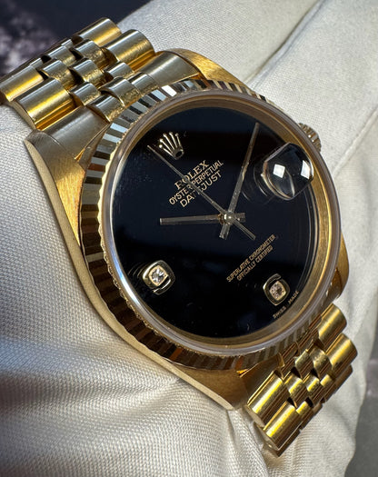 Rolex Datejust 36 Full Yellow Gold Jubilee Factory Onyx Dial 1995 (Unpolished)