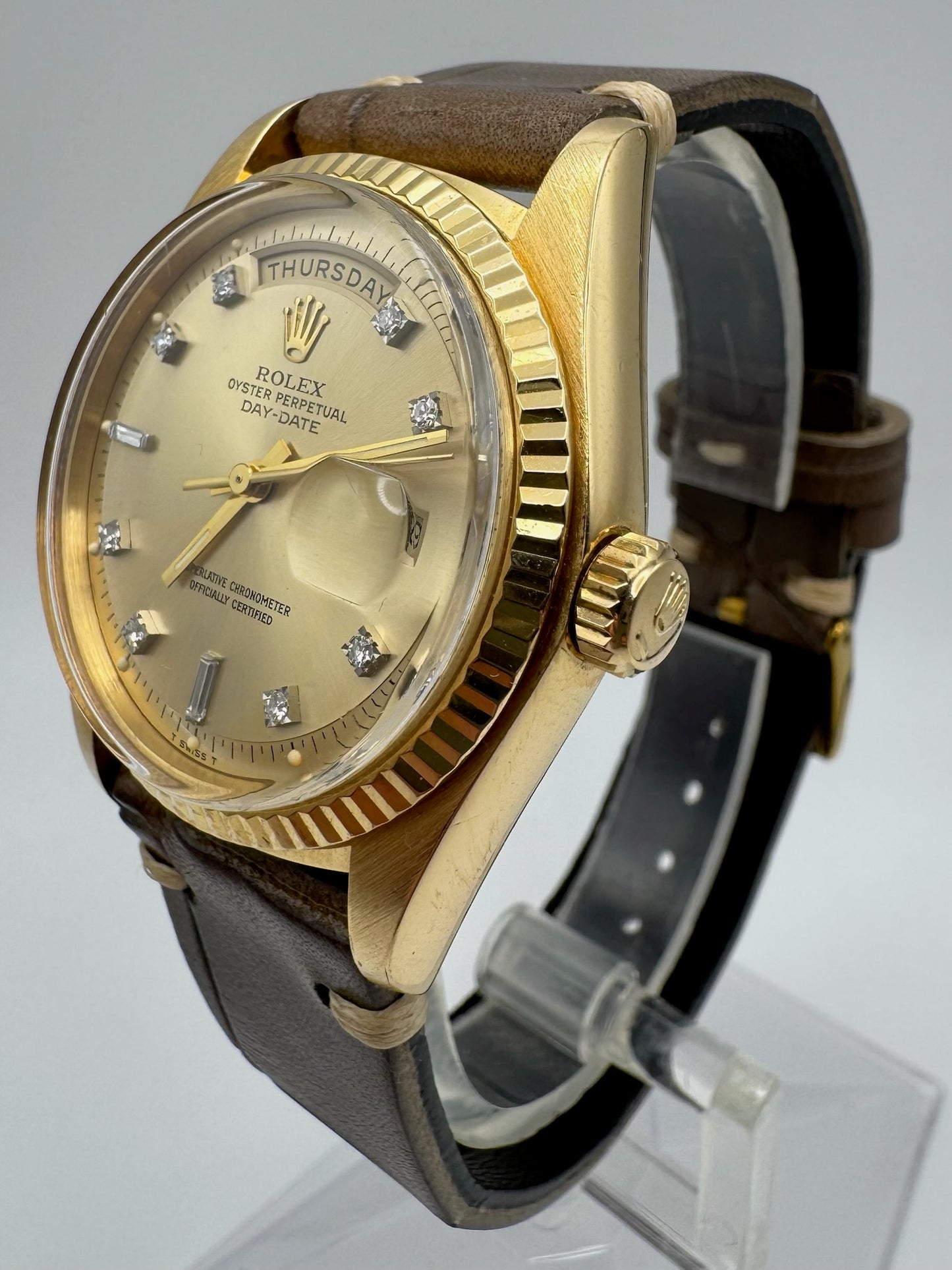 Rolex Day-Date 36 Yellow Gold Head 18K Factory Diamond Dial 1977 (Service Papers/Serviced)