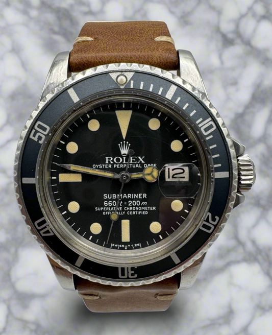 Rolex Submariner Date 1680 MK1 Yellow Patina Blue Insert 1977 (Serviced)