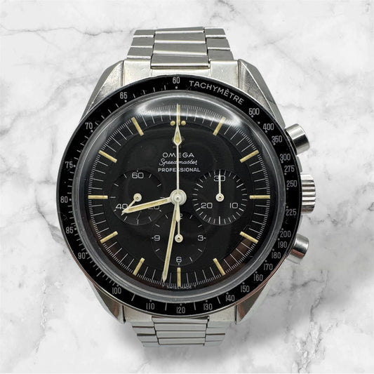Omega Speedmaster Professional Moonwatch Chronograph Cal. 321 Full Steel Heavy Patina Original Owner 1965 (Unpolished)