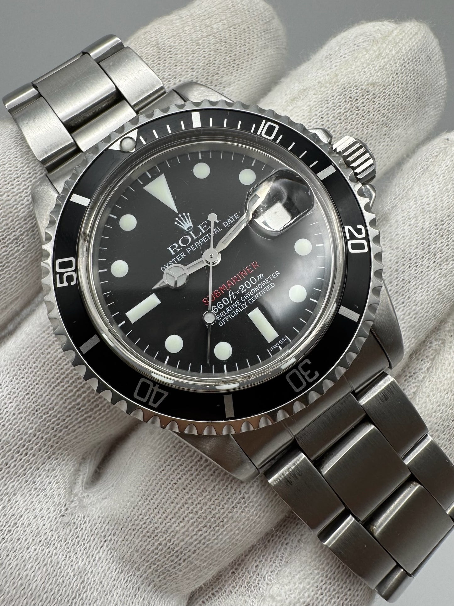 Rolex Submariner Date 1680 Red Very Rare “SWISS” Only Service Dial 1971