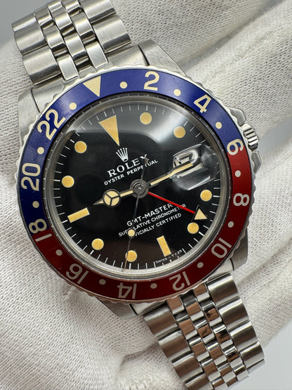 Rolex GMT-Master 1675 MK1 Long E Pepsi Red Back Insert Nice Patina 1968 (Serviced)