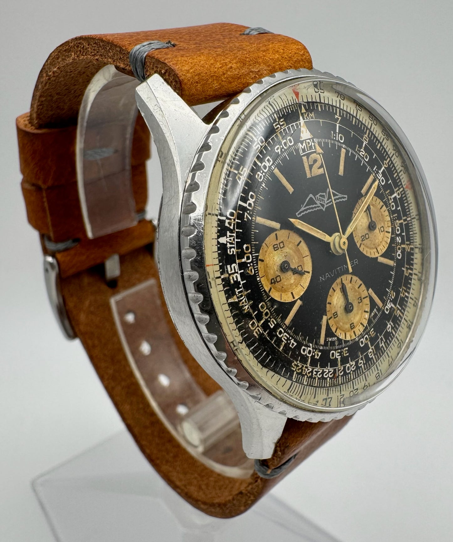 Breitling Navitimer 806 AOPA Chronograph Steel Heavy Patina Gilt Dial (Unpolished/Serviced)