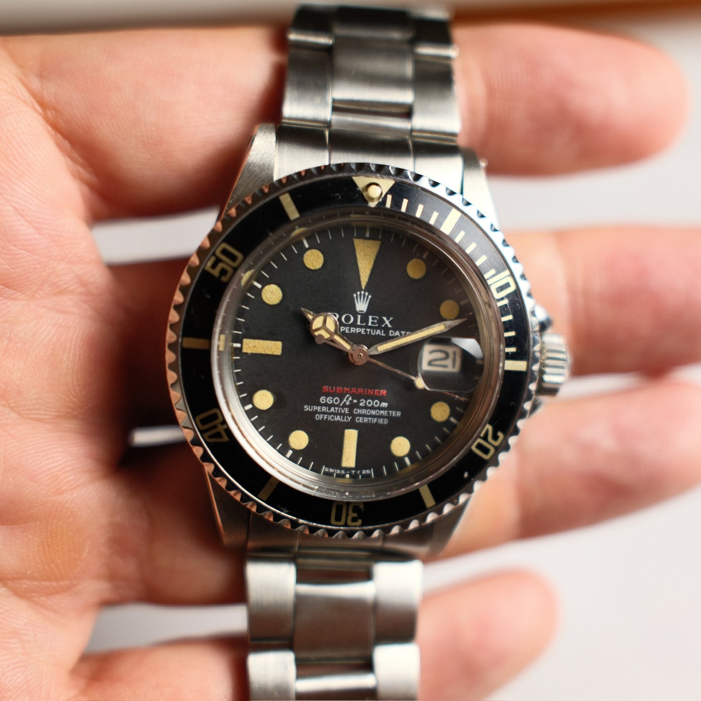 Rolex Submariner Date 1680 Red MK IV Yellow Patina 1969 (Serviced)