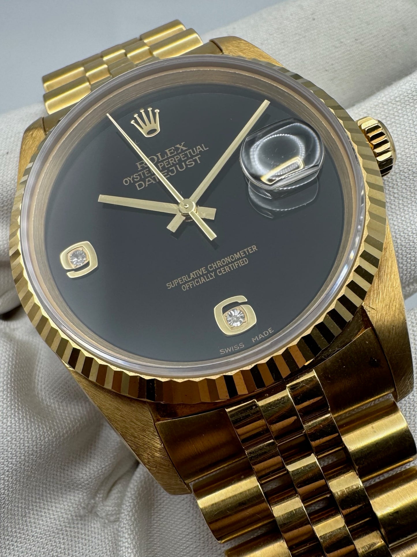 Rolex Datejust 36 Full Yellow Gold Jubilee Factory Onyx Dial 1995 (Unpolished)