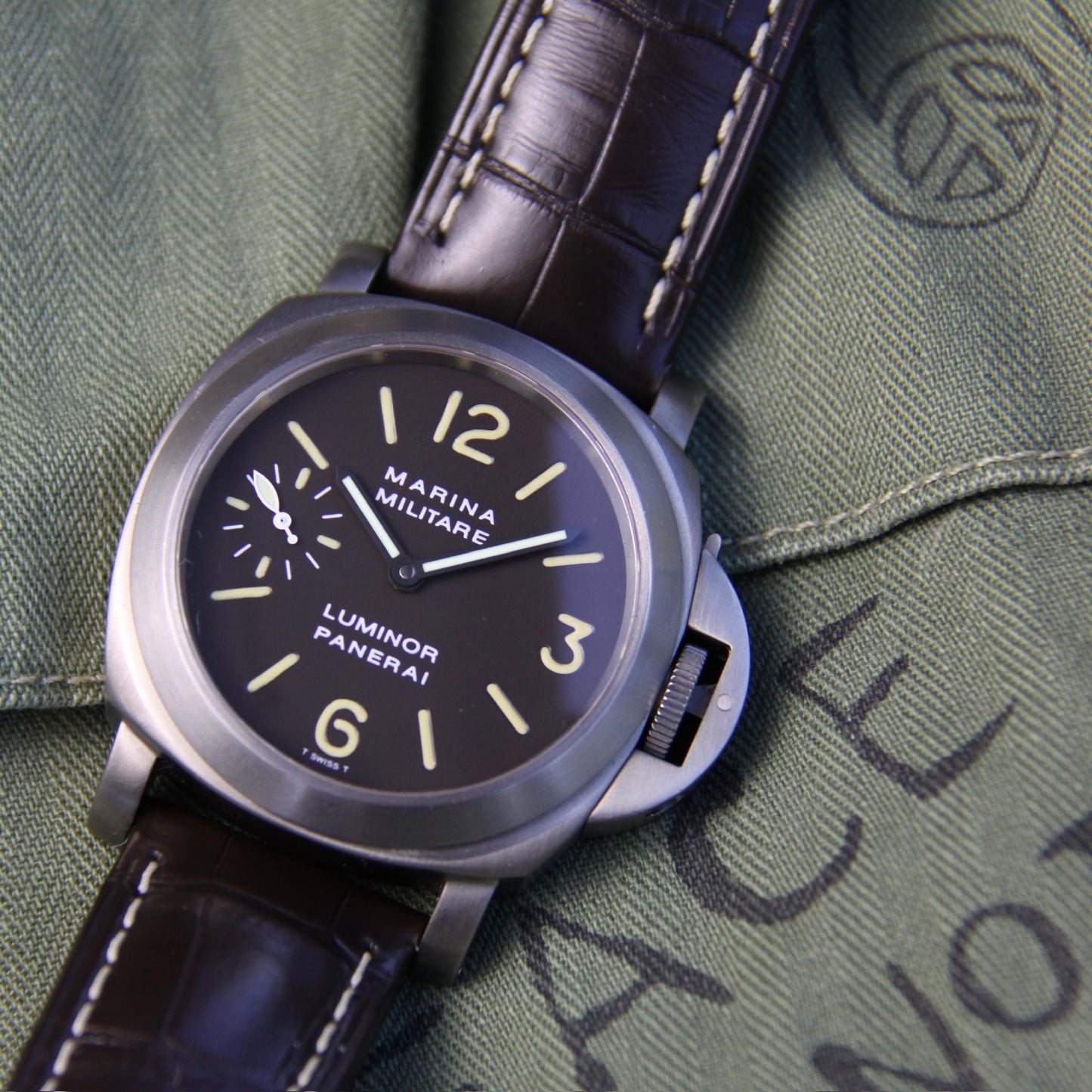 Panerai Luminor Marina Militare PAM00036 Titanium Tobacco Tritium Dial 2000 (Full-Set)