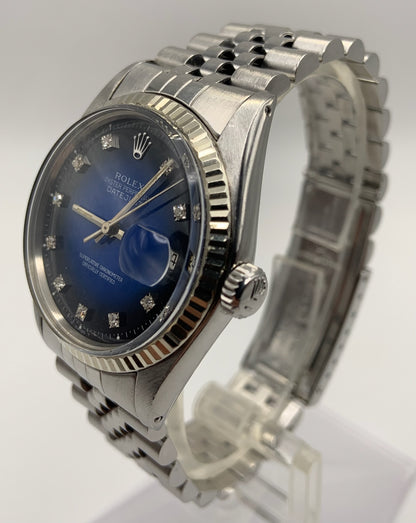 Rolex Datejust with Factory Blue Vignette Diamond Dial