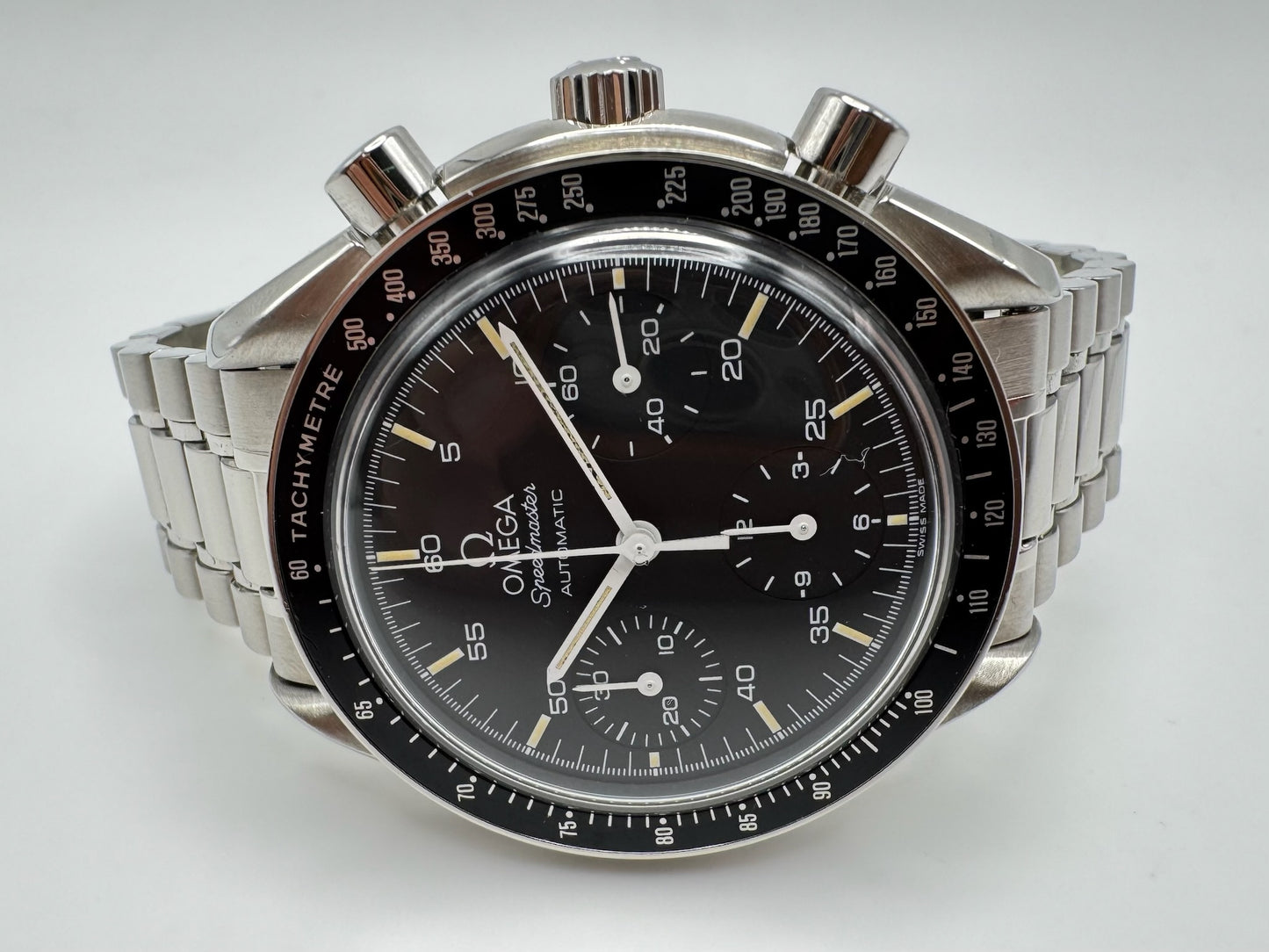 Omega Speedmaster Reduced with Black Tritium Dial (Unpolished)