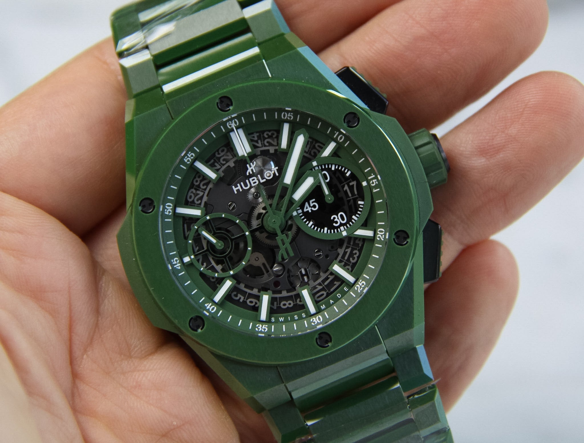 Hublot Big Bang Unico Full Green Ceramic 42 Skeleton Dial Limited