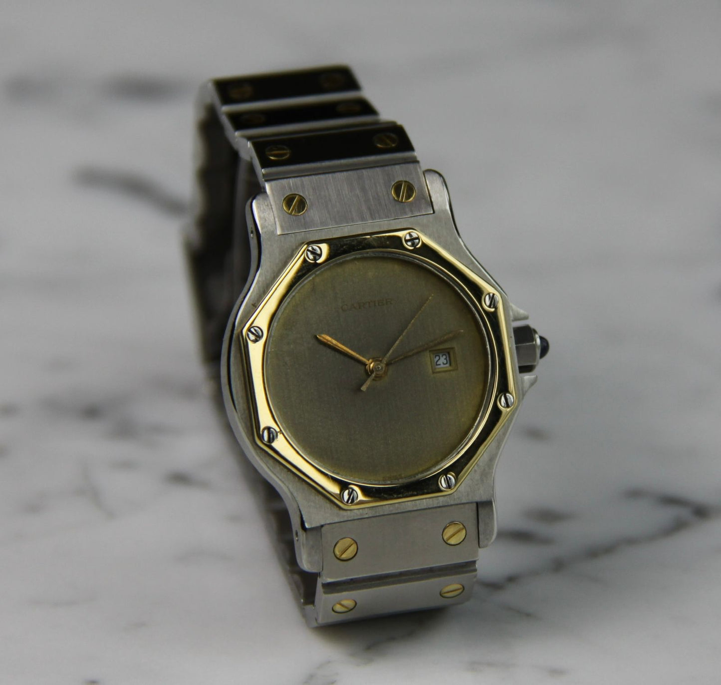 Cartier Santos Octagon Automatic Two-Tone Large Model Ghost/Grey Dial 1990 (Serviced)
