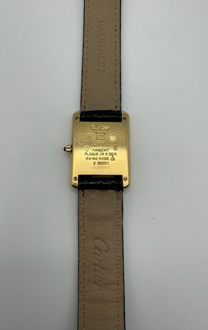 Cartier Tank Vermeil Gold Plated Quartz Black Dial 1986 (Full-Set)