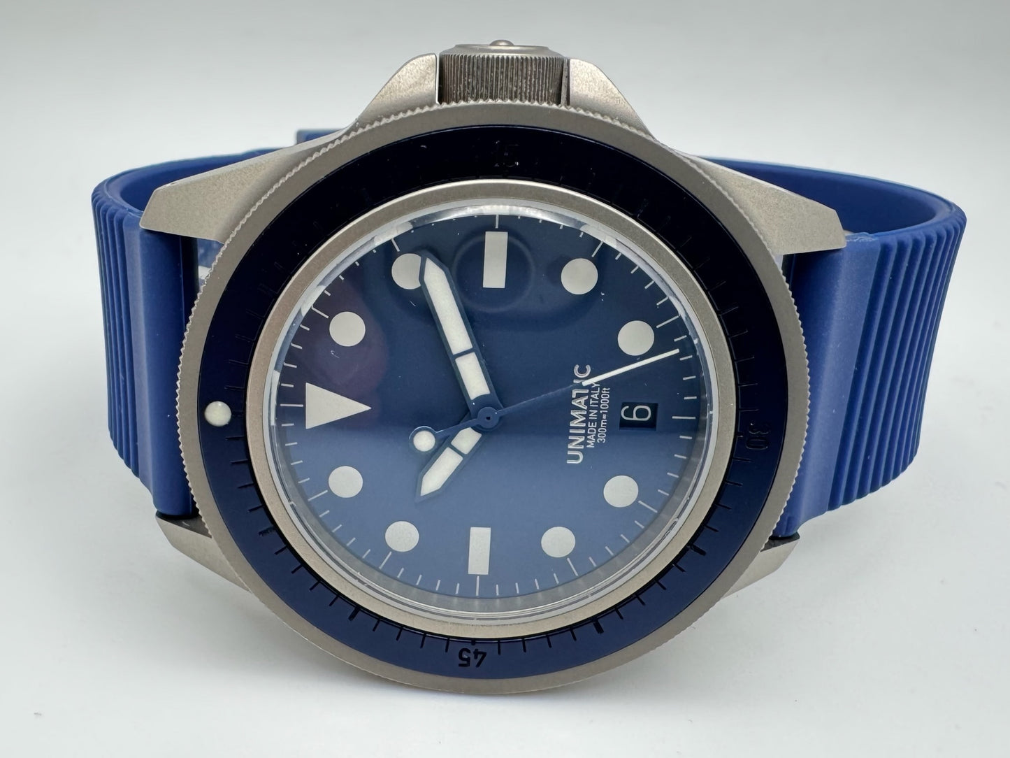 Unimatic Modello Uno Diver Blasted Titanium Blue Dial Limited Edition 500pcs (Full-Set/Unworn)
