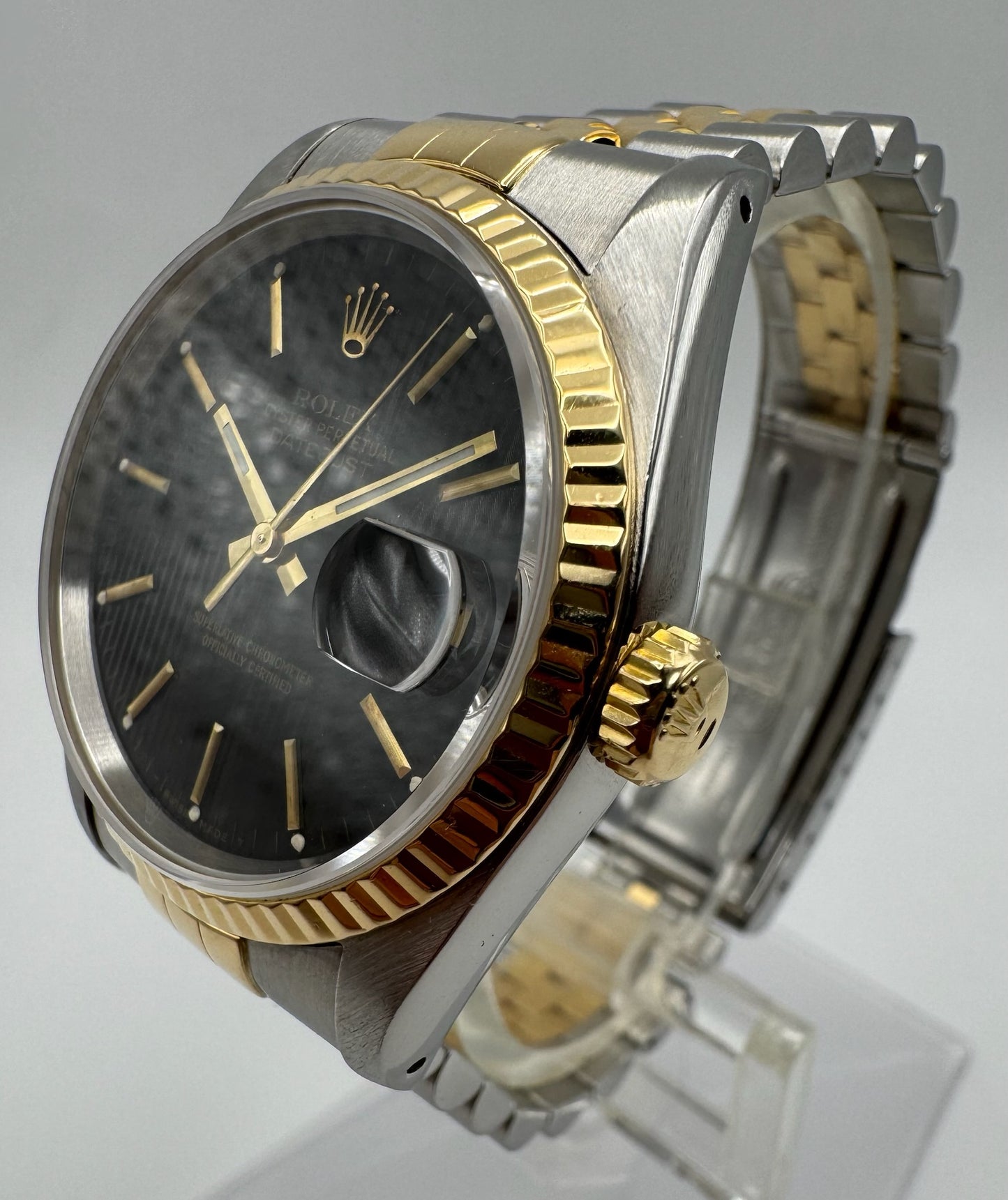 Rolex Datejust 36 Steel/Yellow Gold Jubilee Black Tapestry 1990 (Serviced)