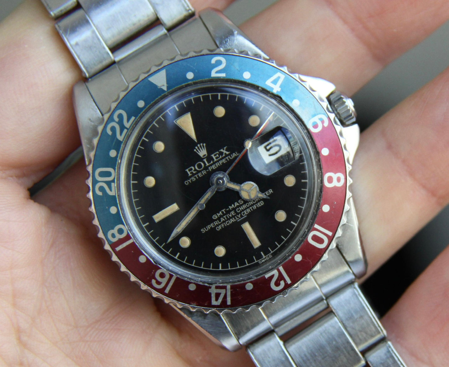 Rolex GMT-Master 1675 PCG Chapter Ring Underline Pepsi Gilt Dial 1960 (Full-Set)