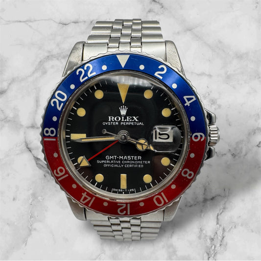 Rolex GMT-Master 1675 Extremely Rare MK 2.5 Red Back Pepsi Insert 1972 (Serviced)