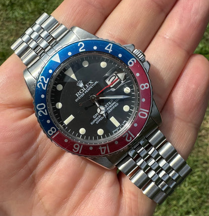 Rolex GMT-Master 1675 Pepsi with Jubilee Service Tritium Dial 1968