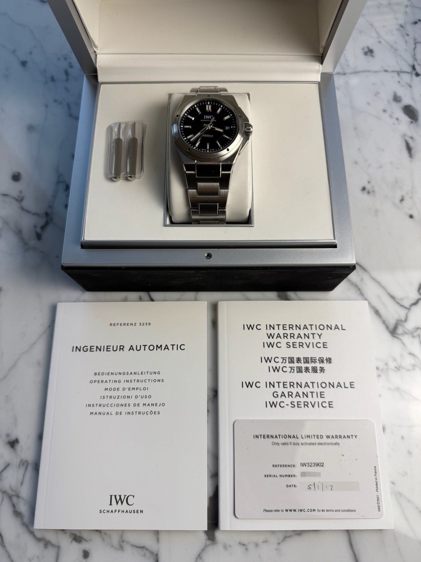 IWC Ingenieur Automatic 40 Full Steel Black Dial 2017 (Full-Set/Unpolished)