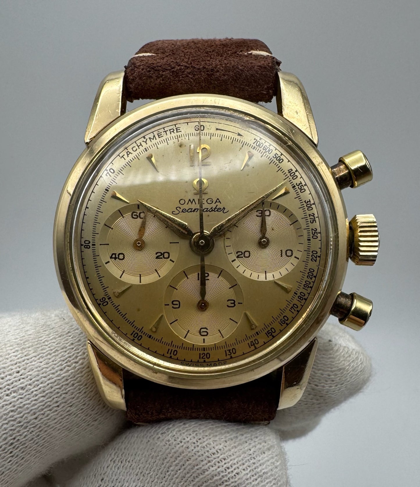 Omega Seamaster Chronograph 1950’s Gold Cap Manual Winding Cal. 321 (Unpolished/Serviced)