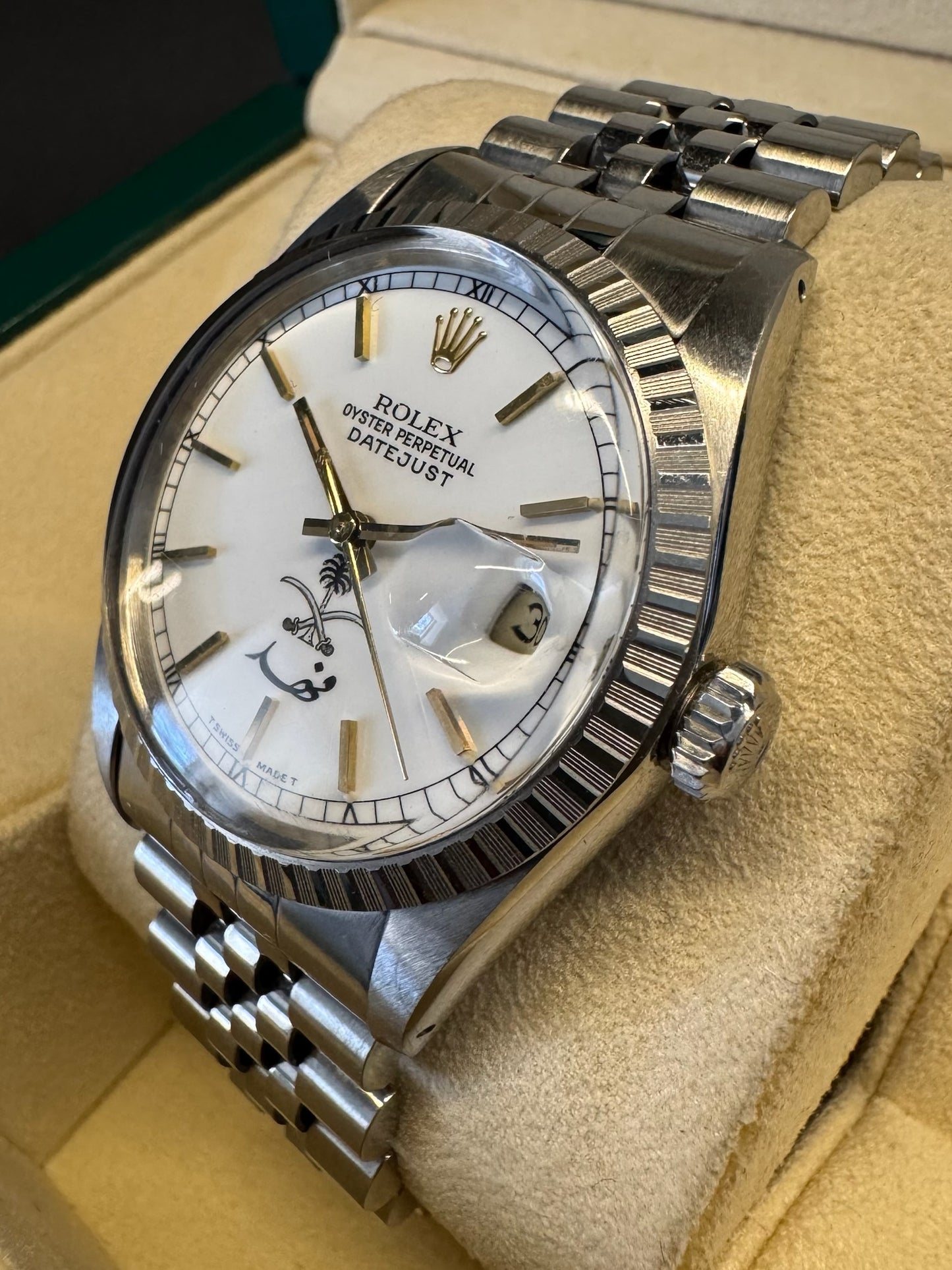 Rolex Datejust 36 Full Steel Jubilee White Porcelain Dial KSA Saudi Arabia Fahed 1988 (Full-Set/Unpolished)
