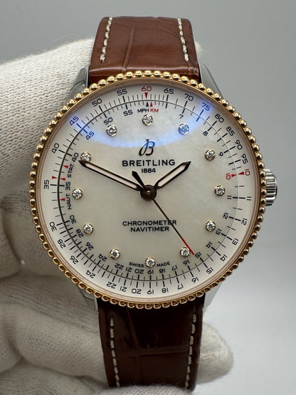 Breitling Navitimer 36 Mother Of Pearl Diamond Dial Special Edition (Full-Set/Mint)