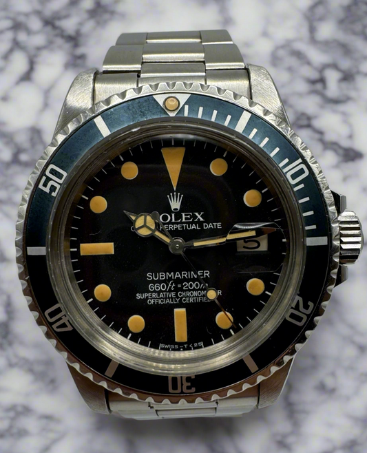 Rolex Submariner Date 1680 Crazy Patina Blue Insert (Unpolished/Full-Set)