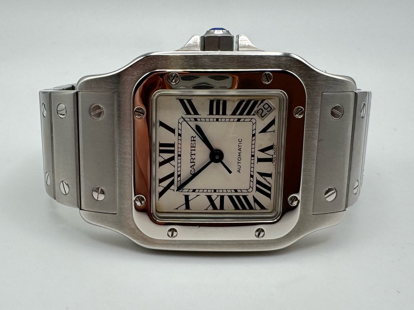 Cartier Santos Automatic with Silver Roman Dial (Box)