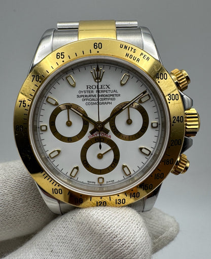 Rolex Daytona 116523 Steel/Yellow Gold White Dial Original Owner 2004 (Full-Set/Unpolished)