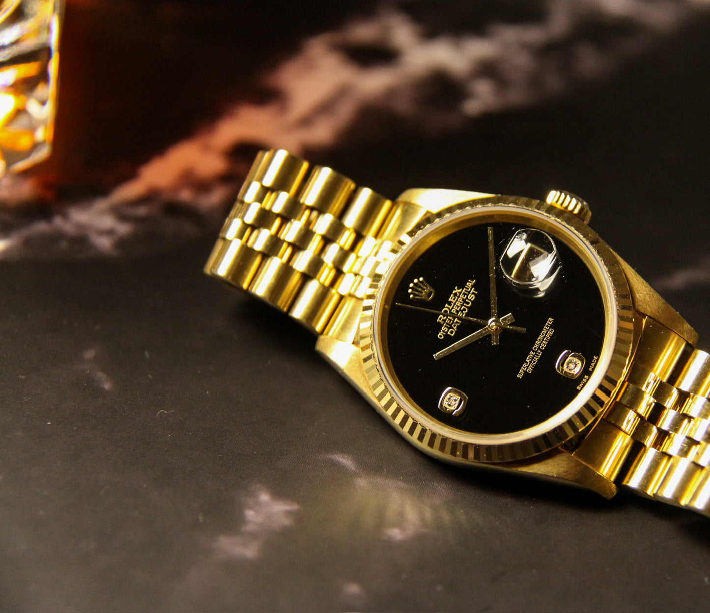 Rolex Datejust 36 Full Yellow Gold Jubilee Factory Onyx Dial 1995 (Unpolished)