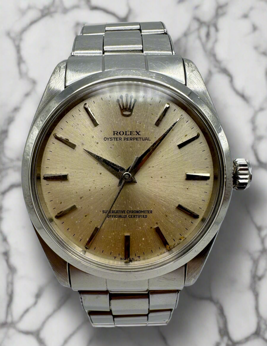 Rolex Oyster Perpetual 34 Full Steel Riveted Bracelet Silver Dial 1966 (Serviced)