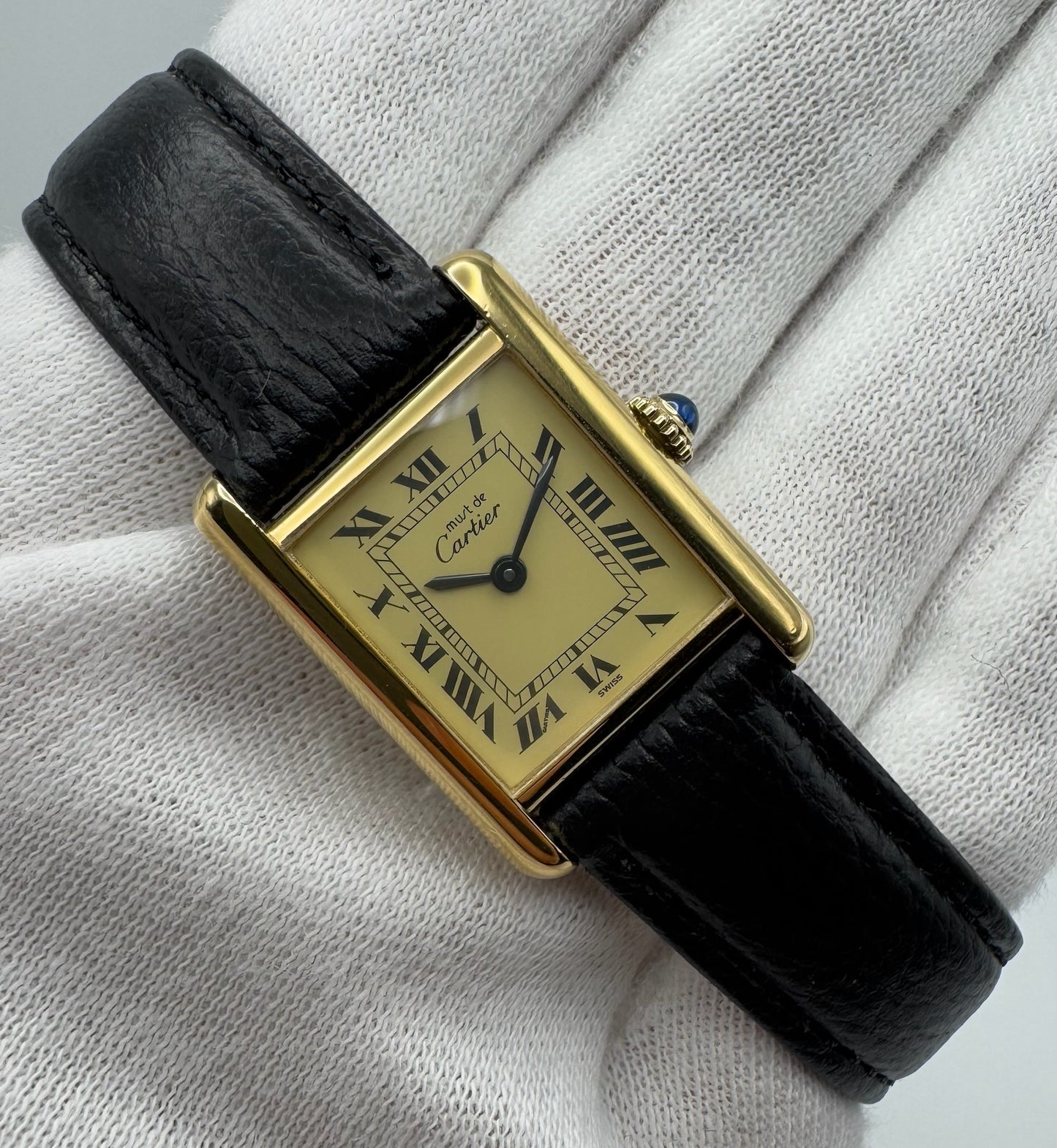 Cartier Tank Vermeil Gold Plated Manual Winding Lemon Dial (Papers/Mint)