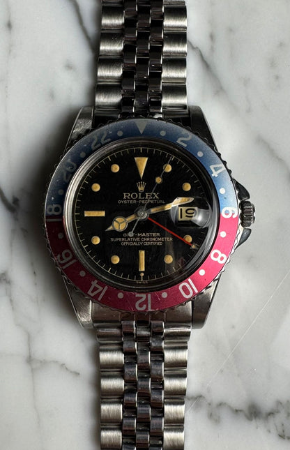 Rolex GMT-Master 1675 PCG Jubilee Glossy Gilt Chapter Ring/Exclamation Point 1960 (Serviced)