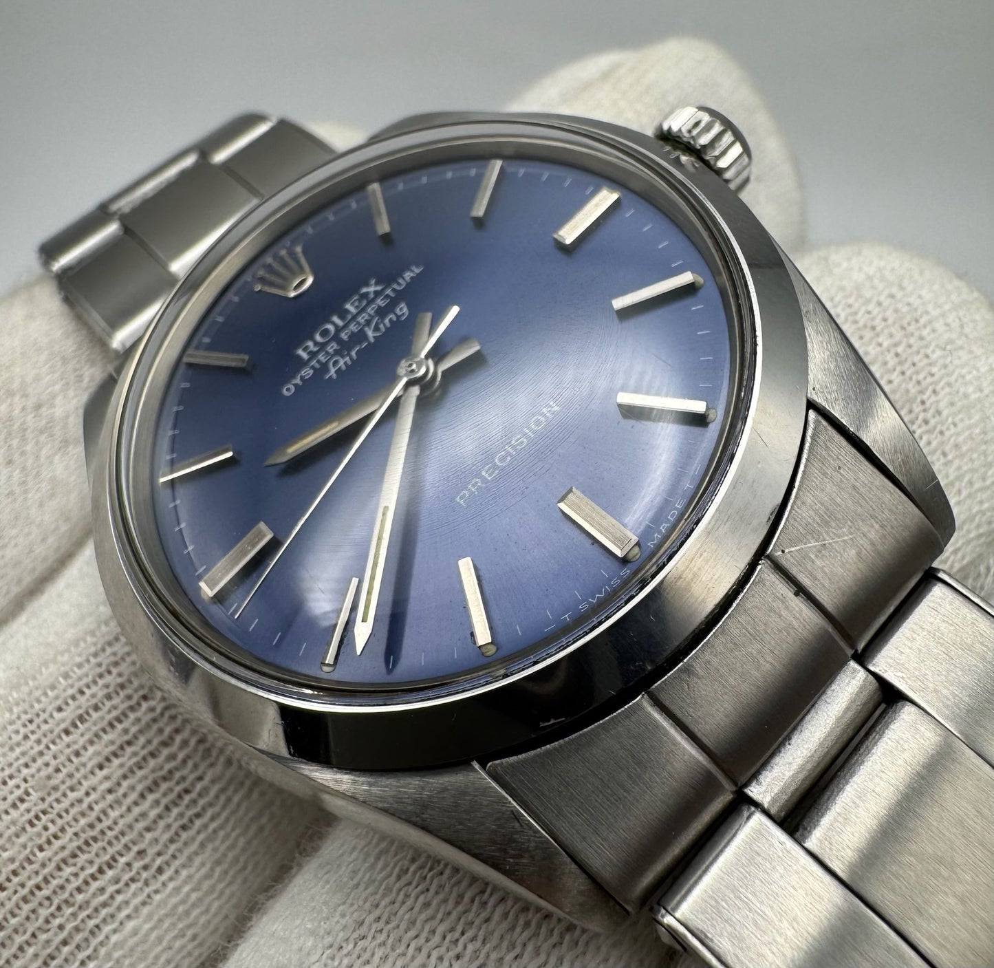 Rolex Air King Full Steel Oyster Riveted Bracelet Blue Dial 1972