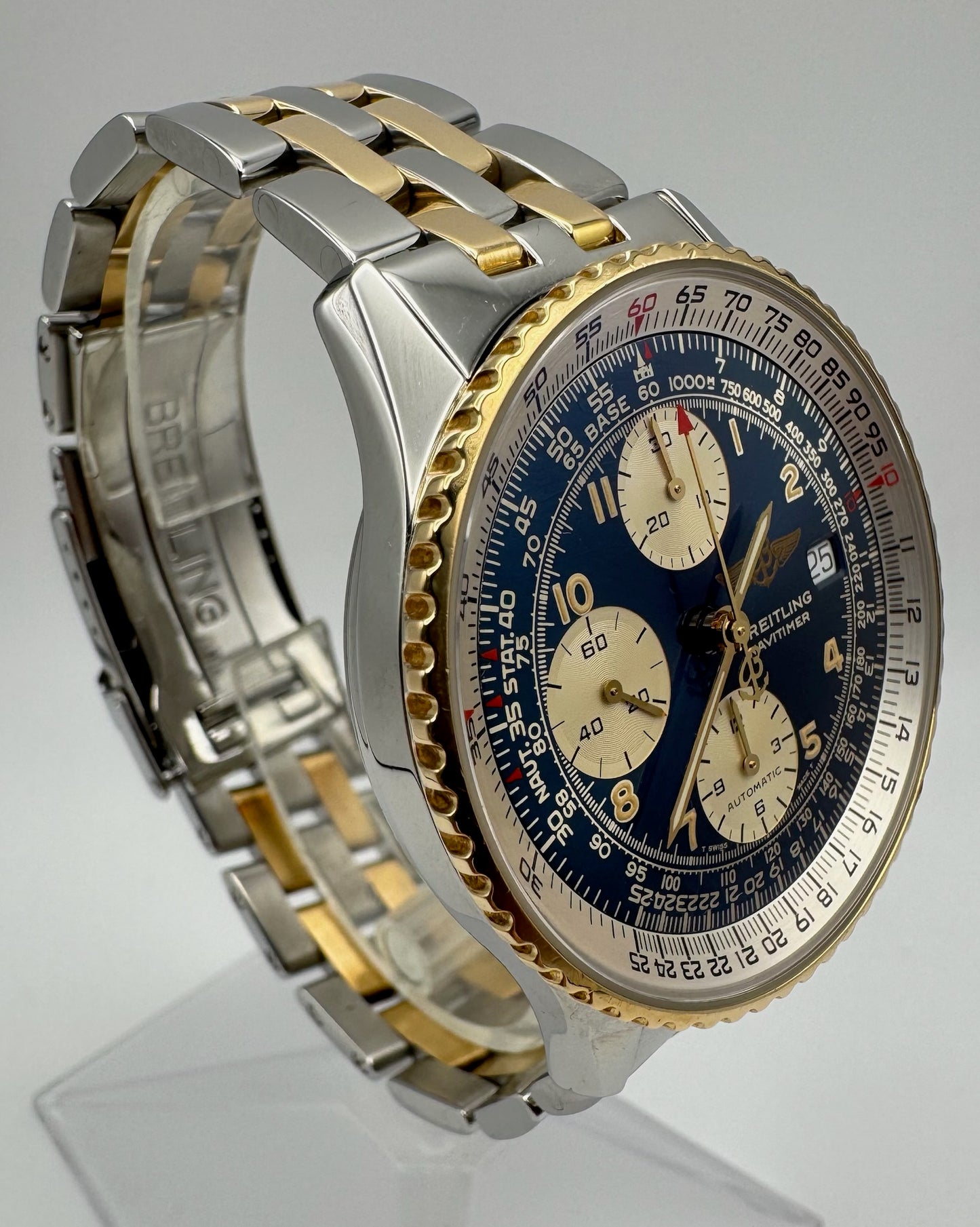 Breitling Old Navitimer Two Tone Blue Tritium Dial Yellow Patina Steel/Yellow Gold (Serviced)