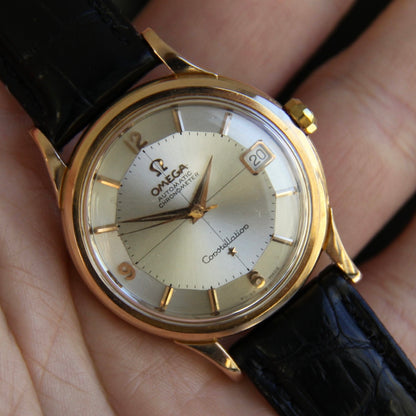 Omega Constellation 18K Rose Gold Silver Pie Pan Dial 1960